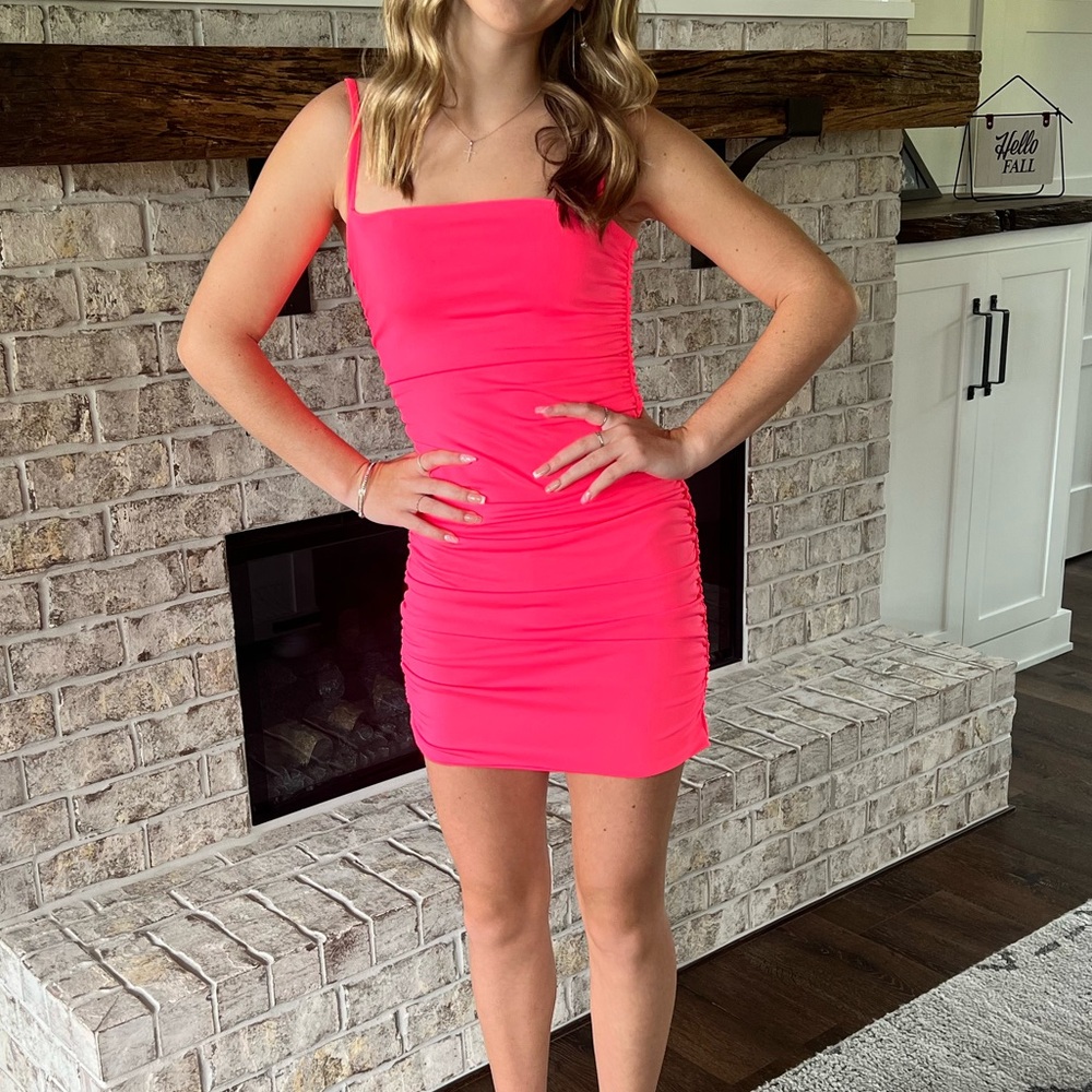 Vibrant Pink Sleeveless Mini Dress